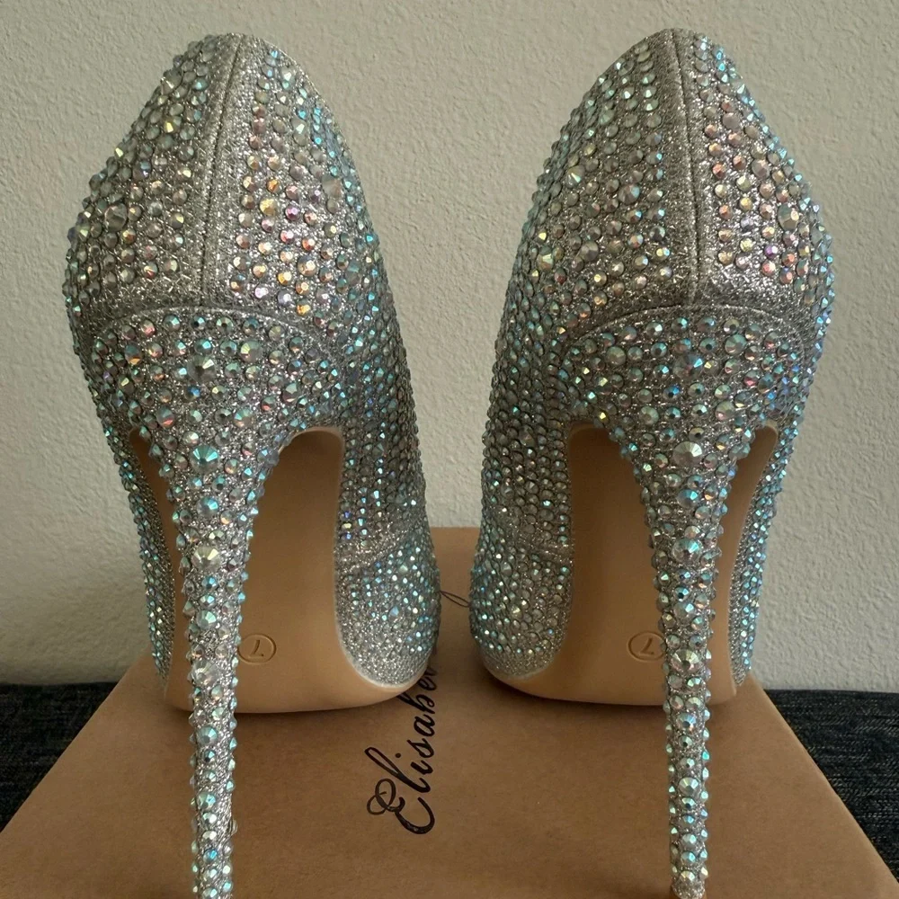 Sparkling Silver Rhinestone Heels - Picture 6 of 11